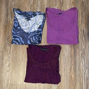 Lot of 3 Shirts - American Eagle & The Loft Purple and Blue Tops
